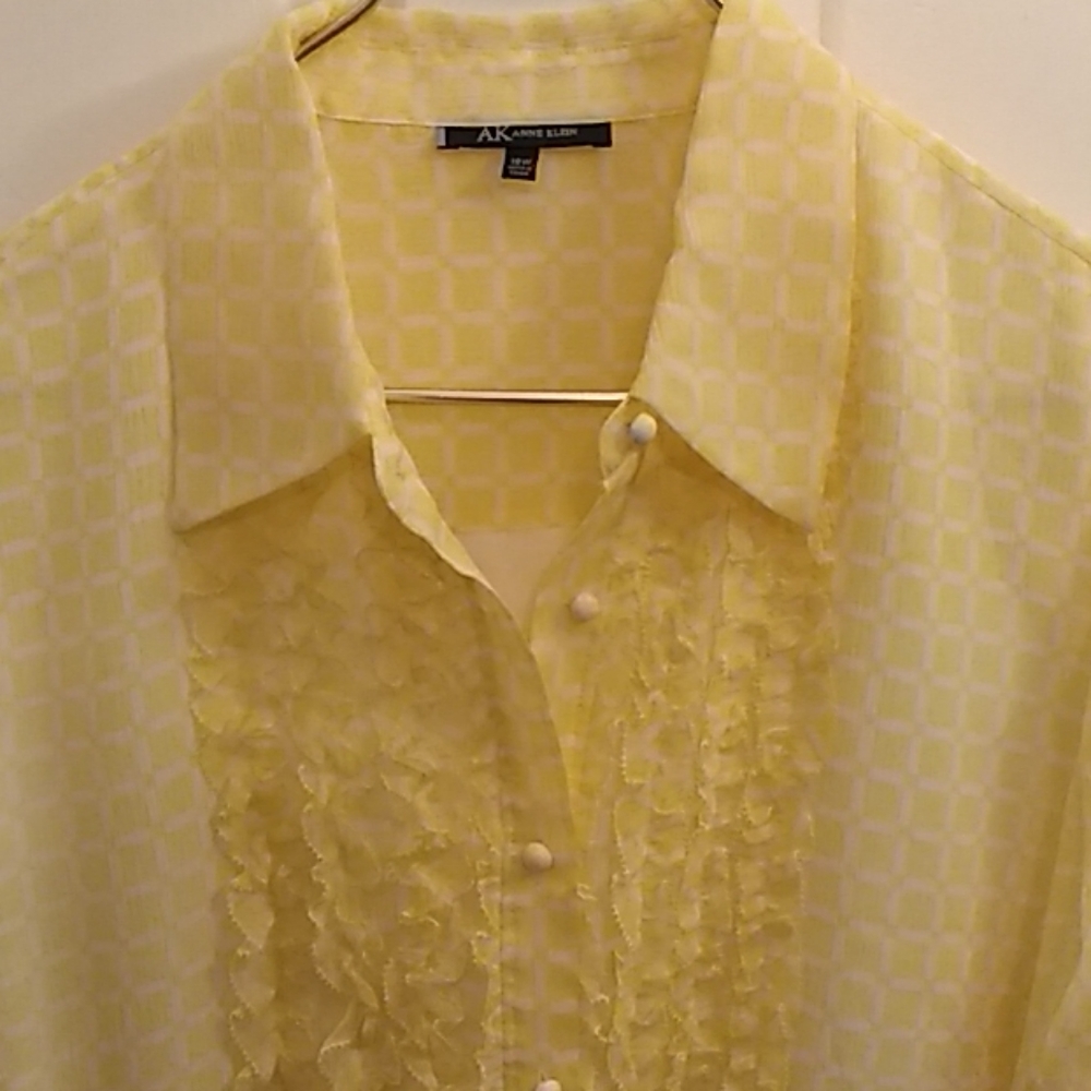 Super Unique Anne Klein 18W Silk "Tuxedo" Shirt